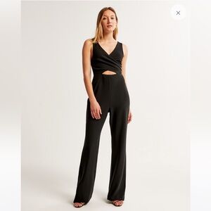 Sleek Black High-Waisted Cutout Jumpsuit